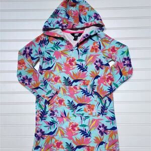 Lands End Floral Hooded Terry Swimsuit Cover-Up Dress Size S 6/7